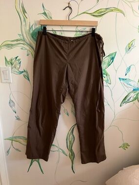 Brooke Callahan Brown Drawstring Casual Cotton Pants